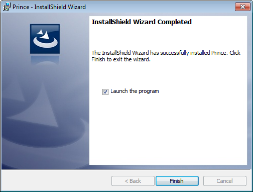 The installer's completion screen