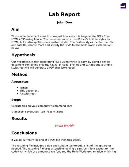 The styled lab report