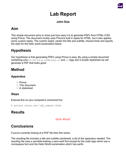 The styled lab report